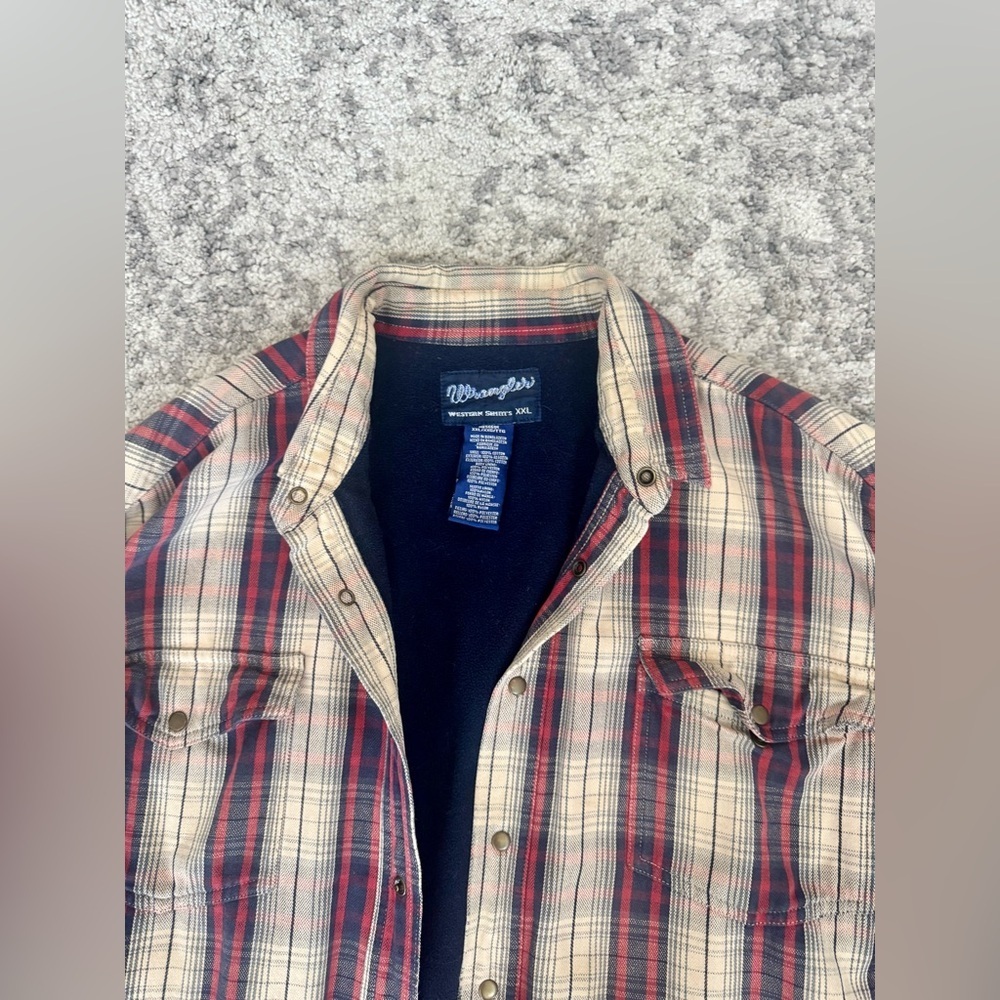 Wrangler Plaid Lined Shirt Jacket – Men’s XXL - Picture 2 of 5